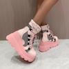 Cosplayer Gothic Motocyklowe Buty 2024 Nowa Platforma Gruby Wysoki Obcas Botki Damskie Fajne Koturny Punk Kobieta Czarne Buty Damskie