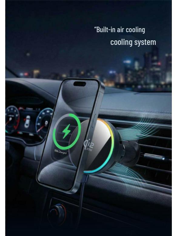 New Car Vent Mount: Qi 2.2 Wireless Charger, Phone Cooler, Magnetic 25W Fast Charging Holder