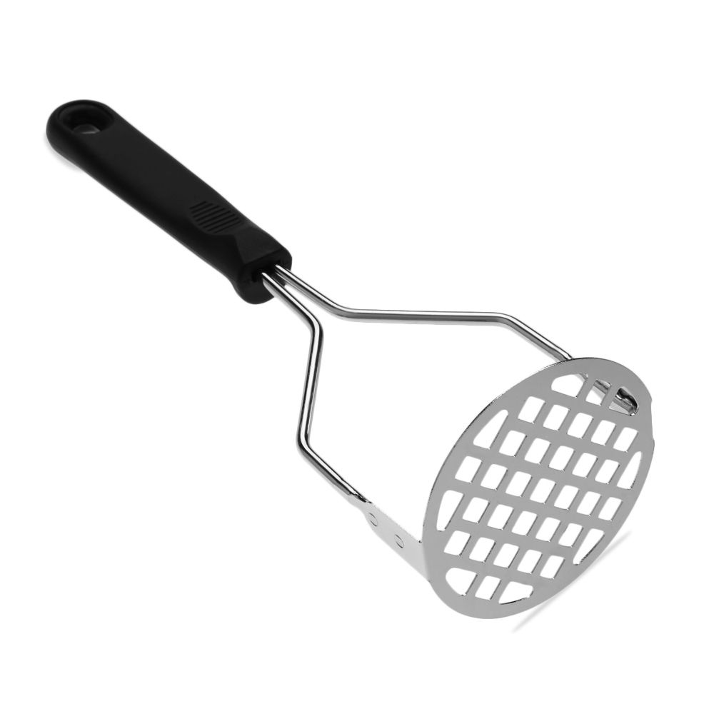 Mashed Potato Making Smooth Kitchen Potato Masher Stainless Steel Vegetable Crusher Black Handle