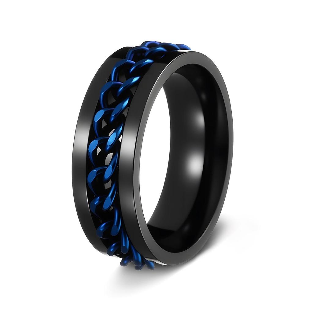 Men's Titanium Steel Rotating Chain Ring - Rotatable Stress Relief Jewelry and Beer Bottle Opener