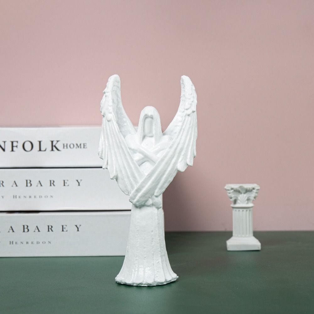 Hand Carved Dark Angel Sculpture Handmade Ornament Durable Halloween Angels Statue Indoor