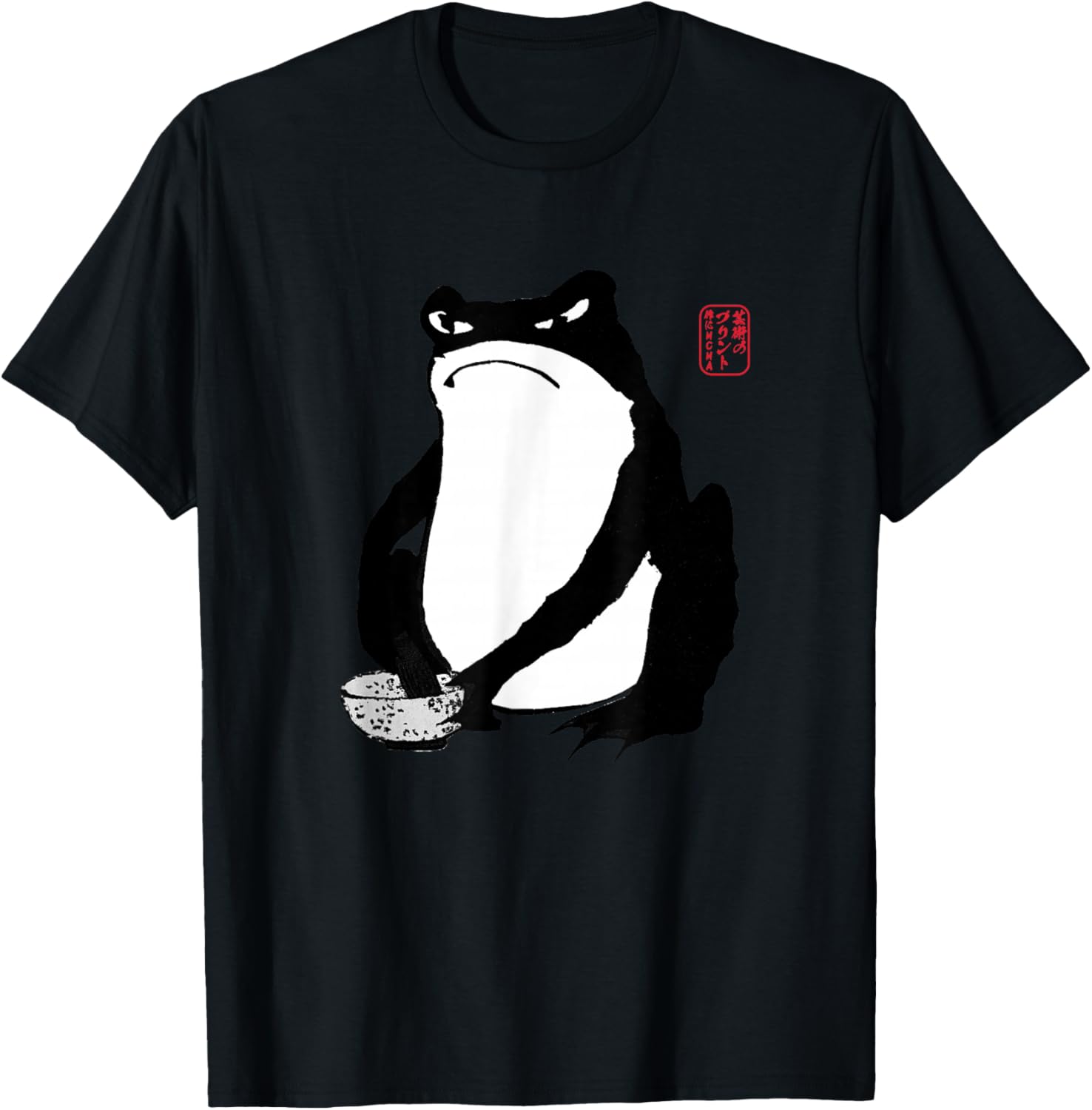 Grumpy Frog Drinking Matcha Japanese Art Style Graphic Tee Casual Cotton TShirt - Men s Summer Cotton Graphic Tee S разноцветный