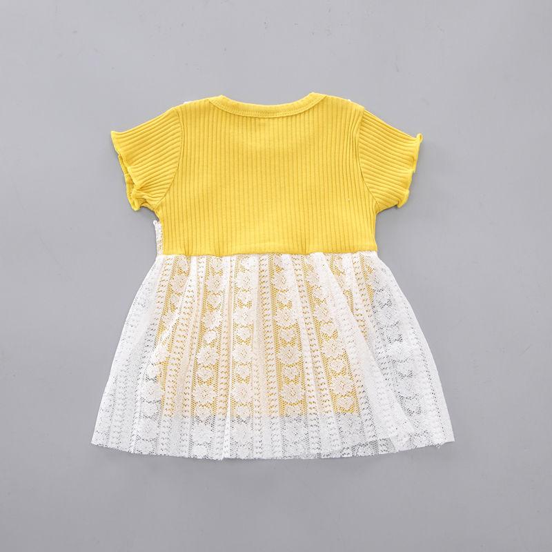 2PCS Children Clothing Set Spring Summer Girls Suits Yarn Short Sleeve Tops + Pants Clothing Set