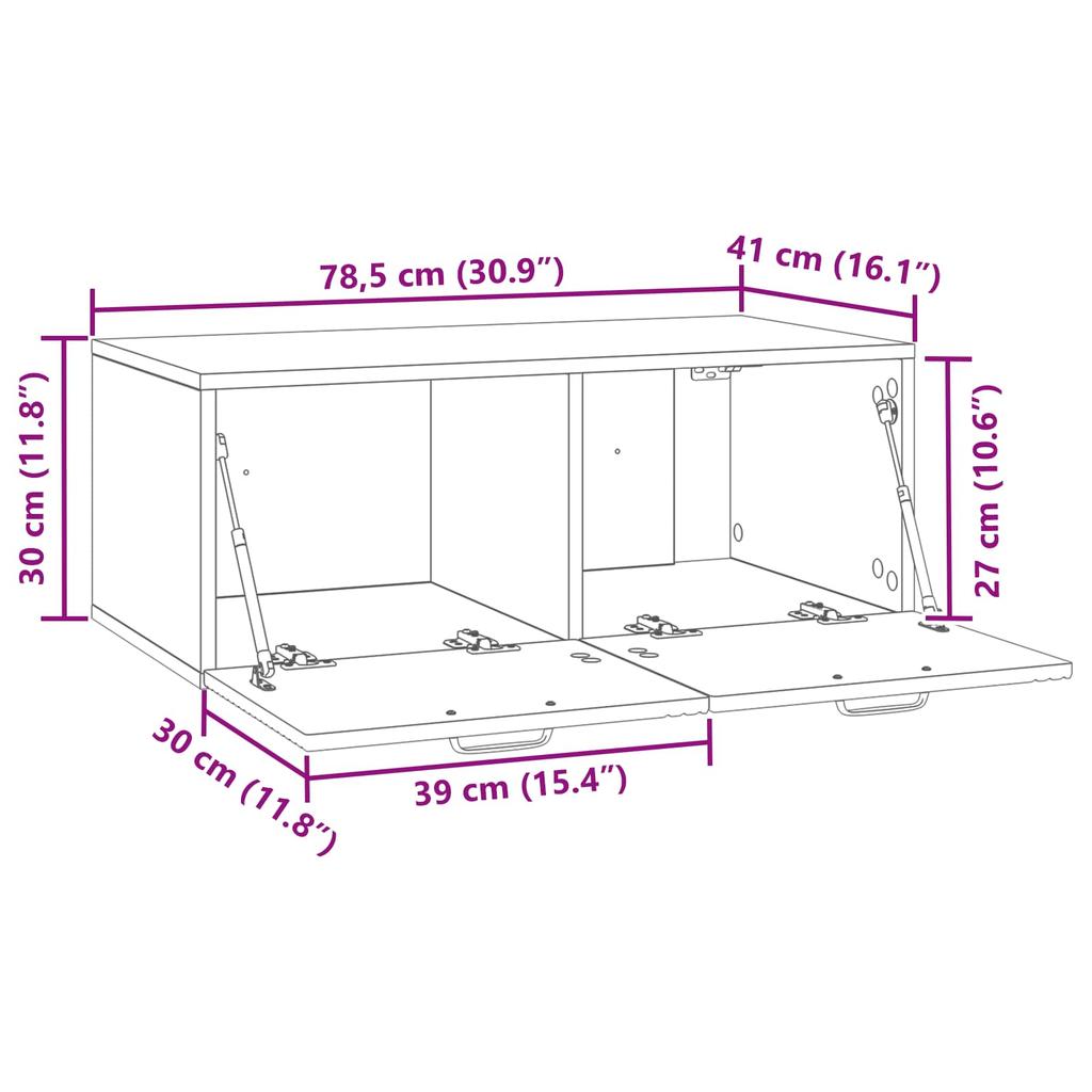 Wall Mounted TV Cabinet Reclaimed Wood Look 78.5 x 41 x 30 cm