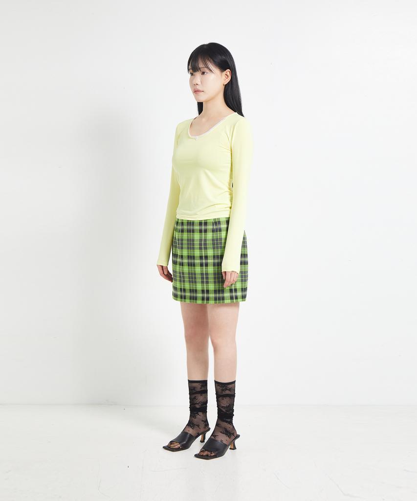 COTTONREBIRTHCLUB Color Check Skirt (Green)
