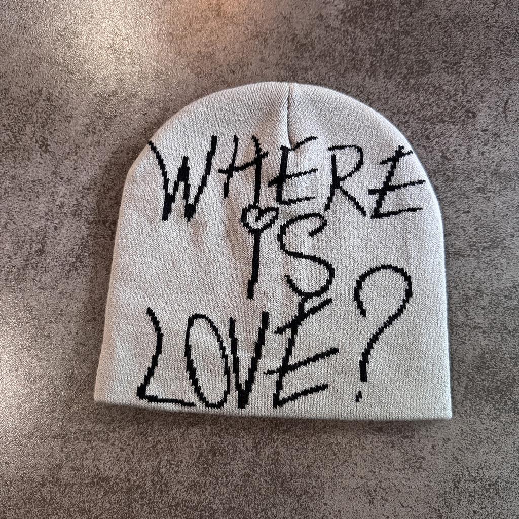 Simple Color Blocked Letter Pattern Neutral Casual Warm Knitted Hat Winter For