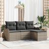 Set 4 Pieces Garden Sofa with Cushions In Grey Poly Rattan 3354318