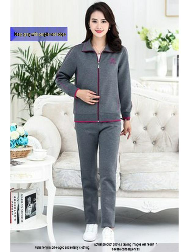 Sportbekleidungs-Set für Damen in Übergröße - Frühjahr/Herbst 2023, Zweiteiler mit langen Ärmeln für Mütter mittleren Alters und ältere Mütter