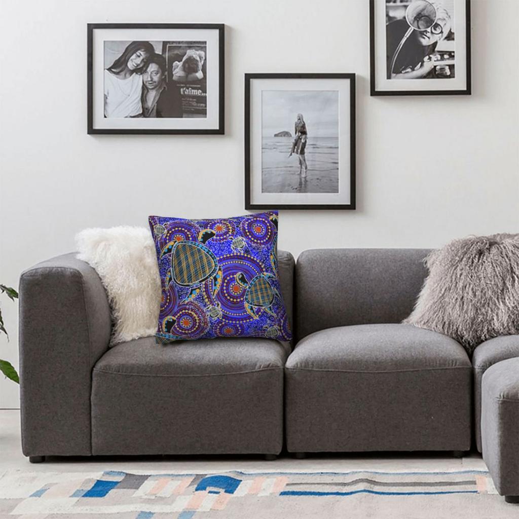 Aboriginal Turtles Australia Painting Art Square Pillowcase Cushion Cover Pillow Case Throw Pillow Cover for Sofa Living Room