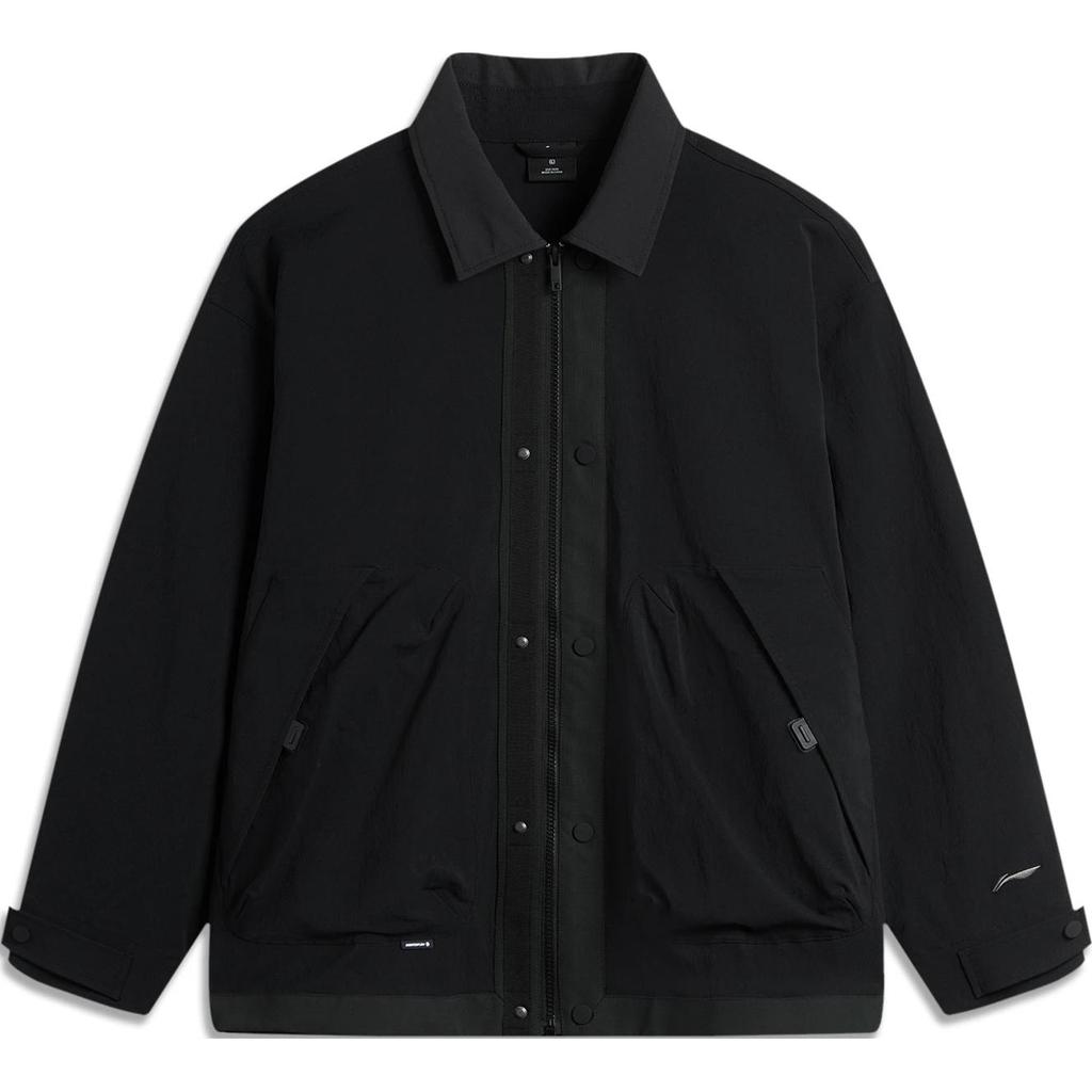 Li Ning Outdoor Series CF Water Series Solid Color Zipper Polo Loose Jacket Men jackets Black AJDU281-4