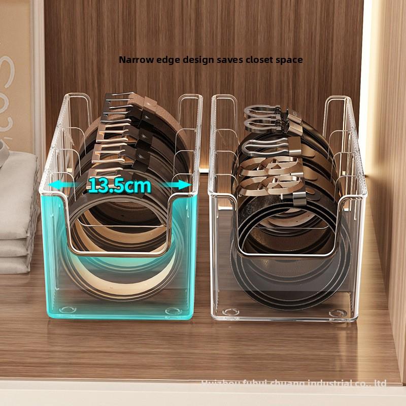 Belt Storage Artifact Home Wardrobe Men's and Women's Belt Display Stand Acrylic Transparent Grid Belt Storage Box