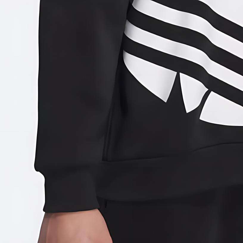 Adidas Originals Classic Sports Series Musterdruck Rundhals-Pullover Einfaches Langarm-Sweatshirt Unisex-Sweatshirt Schwarz JL8383