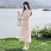 Sweet French Floral V-Neck Puff Sleeve Dress
