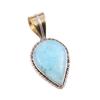 Natural Amazonite Gemstone 925 Solid Sterling Silver Two Tone Pendant 1.25" T1t36