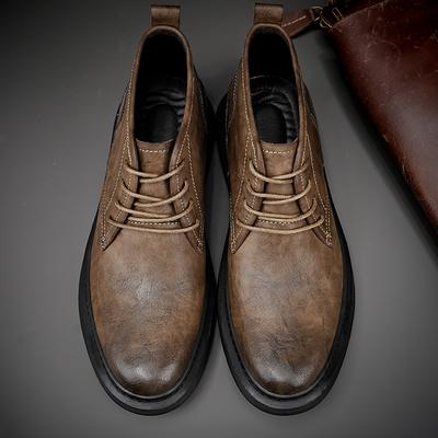 Italian Men Casual Leather Boots High Quality Outdoor Casual Lace-Up Dress Business Shoe Comfy Flat Designer Oxford Shoe