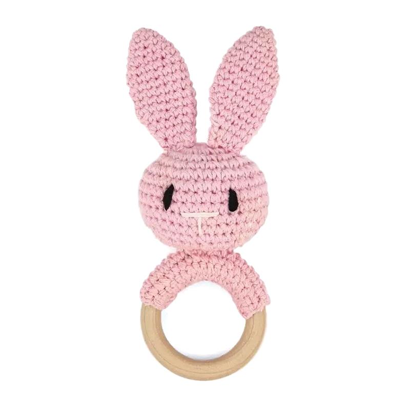 1 stk Babyrangle Leker Nyfødt Bitering Trebitering Heklede Dyr BPA-fri Rangleleke Babyrangler Gaver til Nyfødt