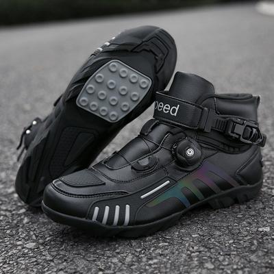 Botas de motocicleta unisex de talla grande, de cuero, antideslizantes, antigolpes, giratorias y con deducción, para ciclismo al aire libre, tallas 36 a 47