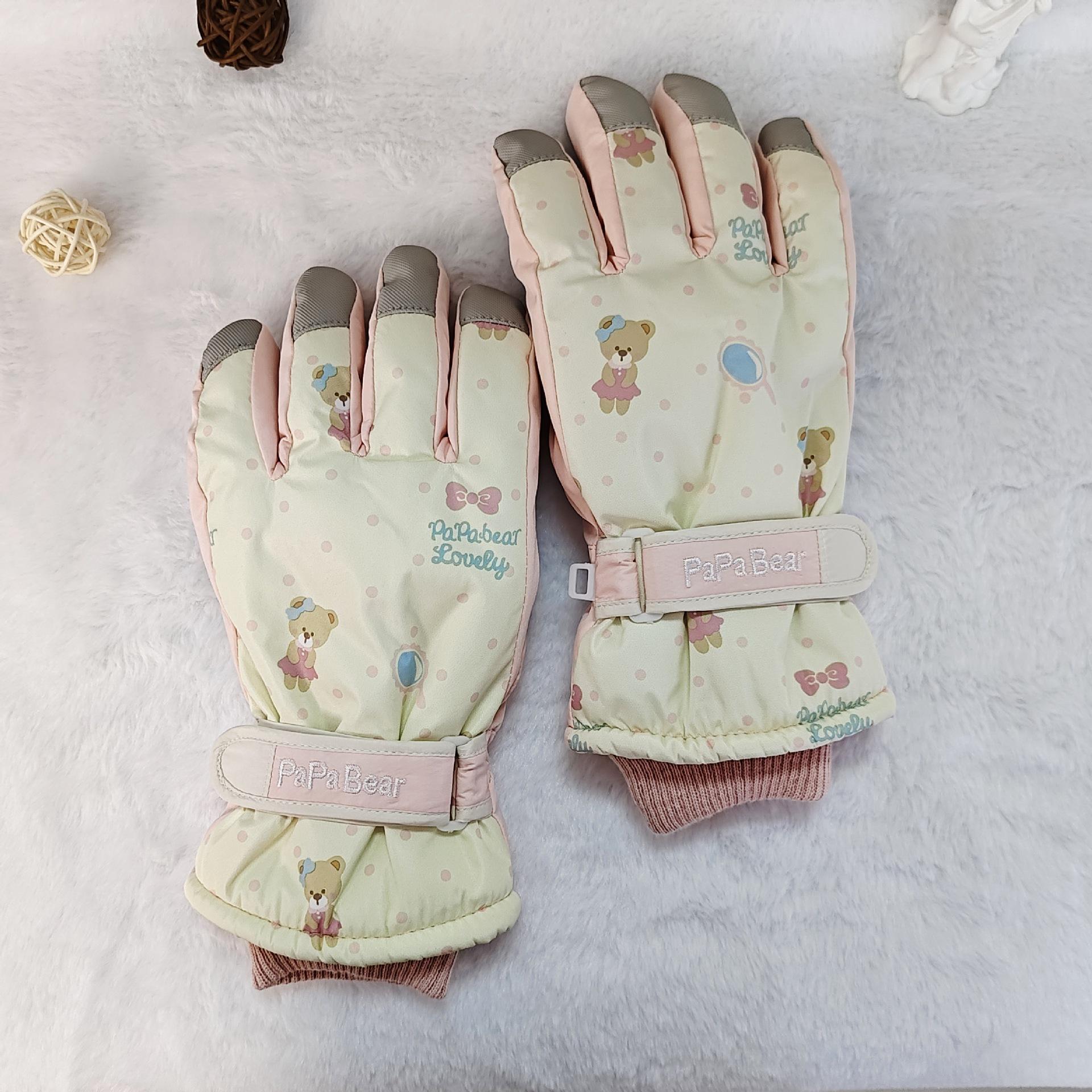 

Женские лыжные перчатки на зиму, милые, утепленные бархатом, с сенсорным экраном, теплые, ветрозащитные, для электромобиля One Size