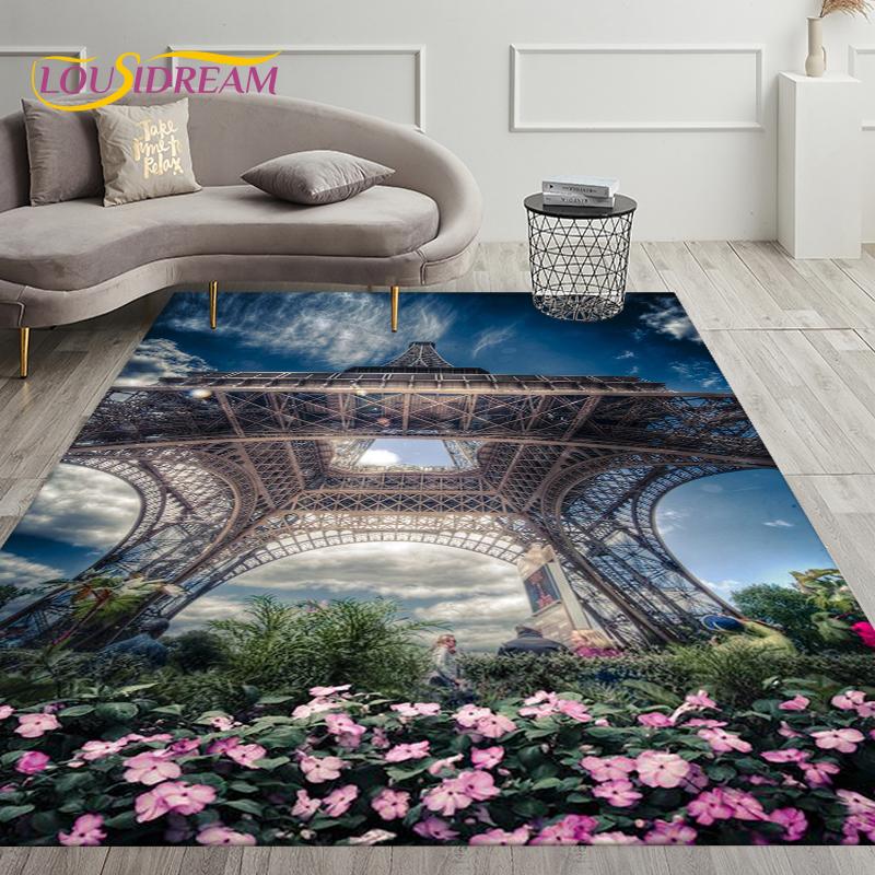France Paris Eiffel Tower Art Area Rug,Carpet Rug for Living Room Bedroom Decoration,Kids Play Crawling Soft Non-slip Floor Mats
