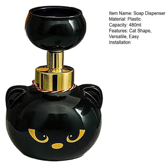 1/2/3Pcs Cat Shape Foam Soap Dispenser Black Kitten Design Reusable Soap Pump Cat Lover Bathroom Decor