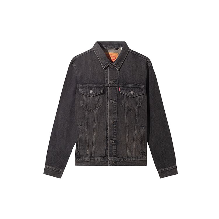 

Levis Винтажная джинсовая куртка с воротником и длинными рукавами с передним карманом Мужские куртки Черный Серый 72334-0584 XS