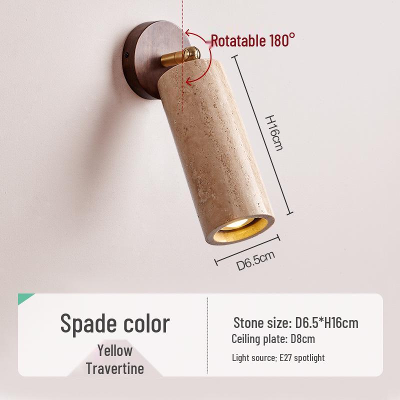 Wabi-sabi Style Yellow Travertine Wall Lamp for Bedroom, Courtyard, or Balcony - Waterproof Outdoor Light.