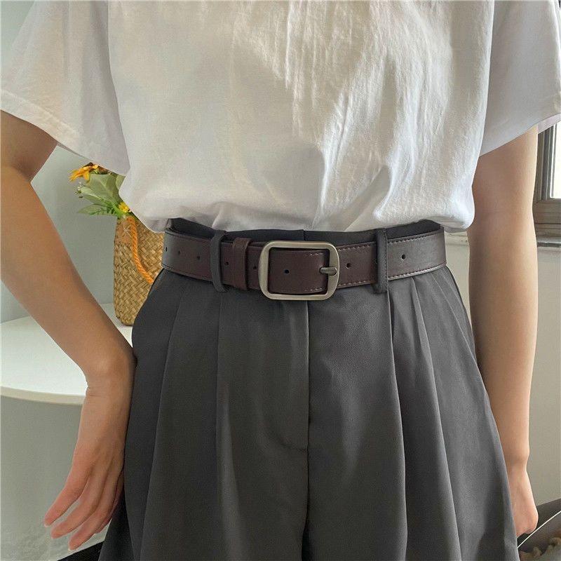 Korean Style Trendy Retro Belt With Square Buckle For Youth Perfect For Jeans And Casual Wear