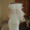 Bridal Veil Bride Mantilla Oversized Bowknot Double Layer Veil Elaborate Hair Accessory for Parties Proms Masquerade