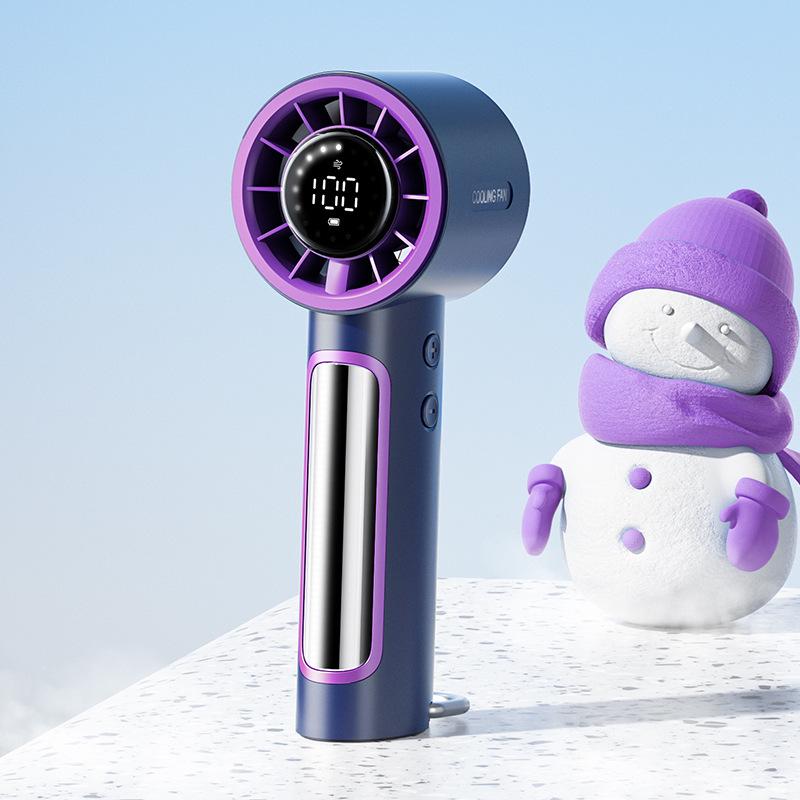 Portable High-Speed Handheld Fan with Stepless Speed Control and Digital Display