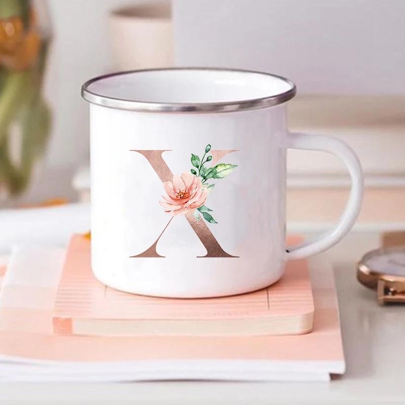Alphabet Flower Letter Mug Coffee Cup Cold Coffee Cups Funny Mugs Cup for Tea Drinkware Rare Beer Travel Cute Original Unusual