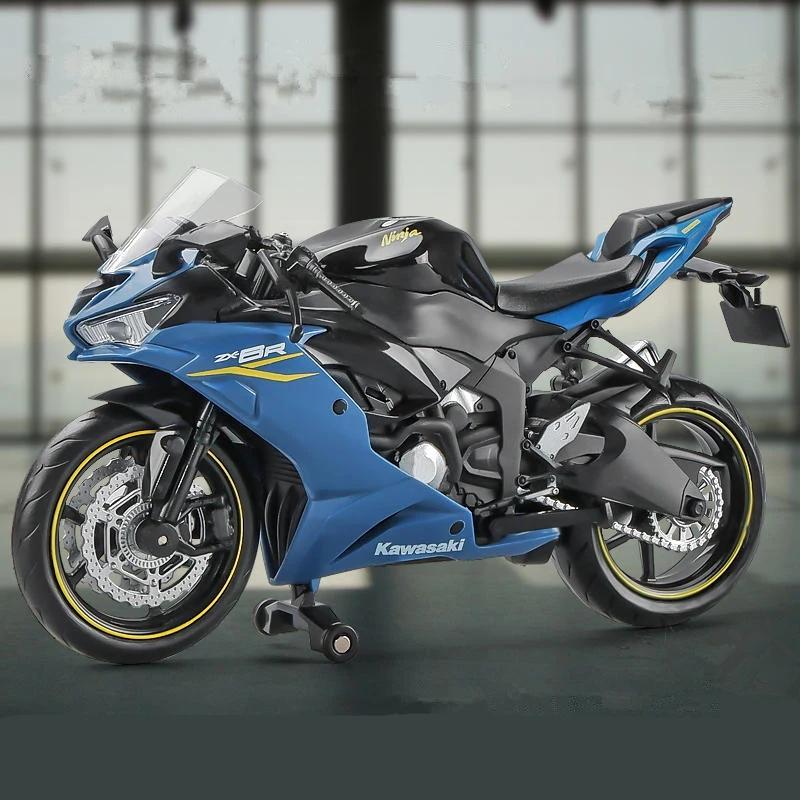 1/12 Kawasaki Ninja ZX-6R Terrengmotorsykkel Modell Simulering Metall Gateracing Motorsykkel Modell Samling Barnegaver