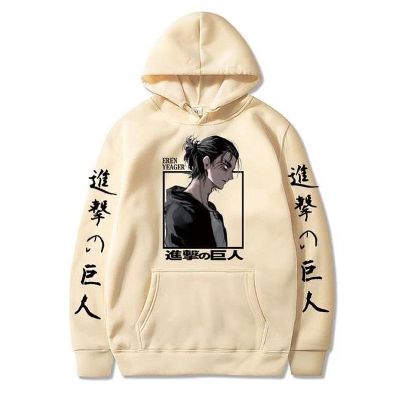Fashion Attack On Titan Eren Yeager Anime Printed Hoodie Long Sleeve Loose Hip Hop Unisex Sweatshirt Men Streetwear Oversized Hoody Tops