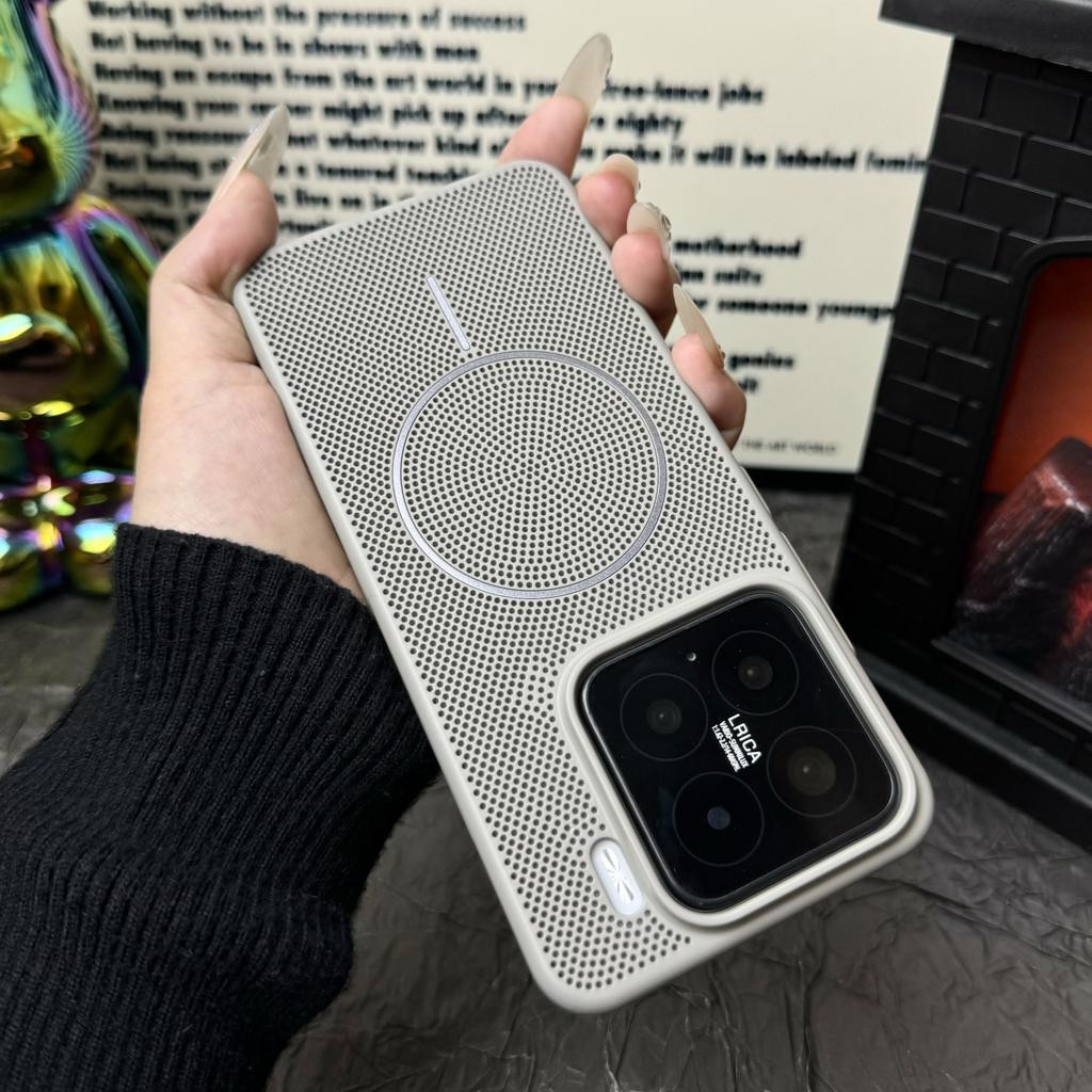 Wärmeableitendes atmungsaktives Netz-Magnet für Magsafe Hülle für Xiaomi 17 15 14 Pro Max Stoßfest Kabelloses Laden Hartschalen-Cover