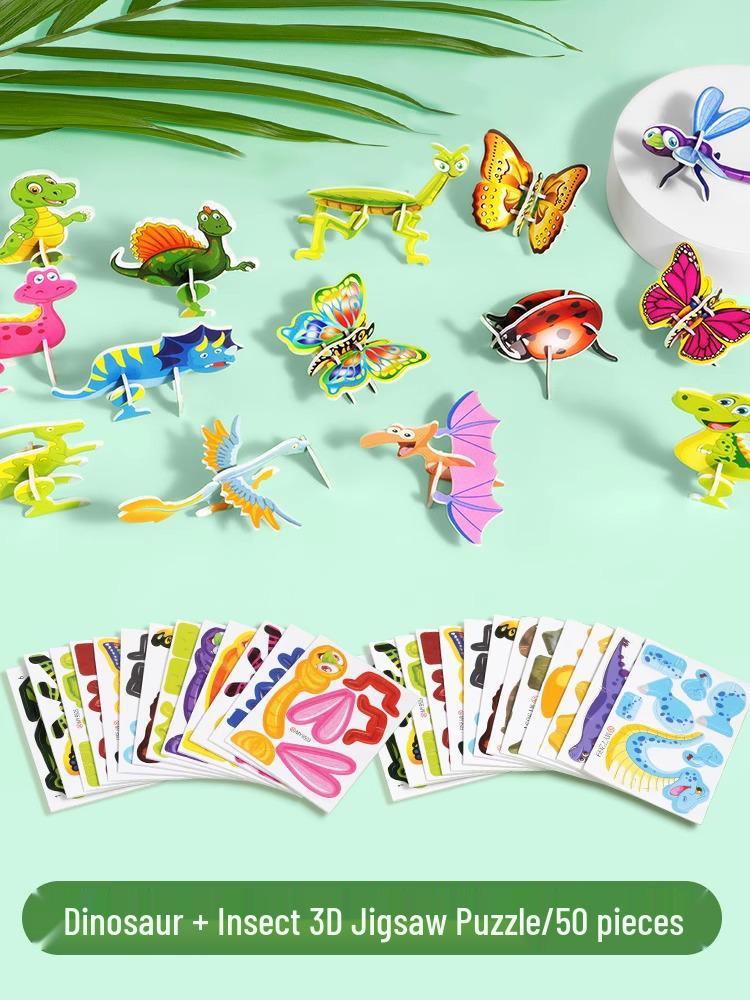 3D Dinosaur & Insect Paper Craft Puzzle Toy for Kids