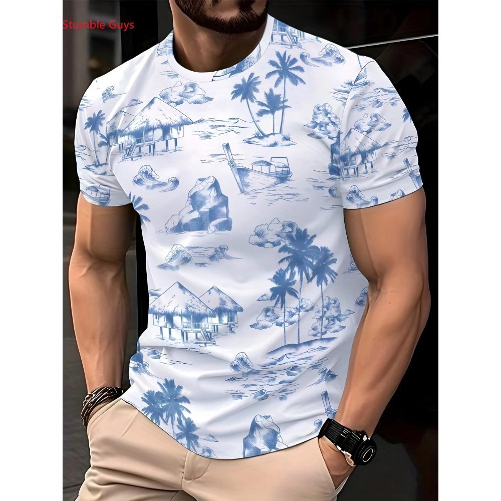 Men s short sleeved T-shirt summer fashion casual breathable print 2XS
