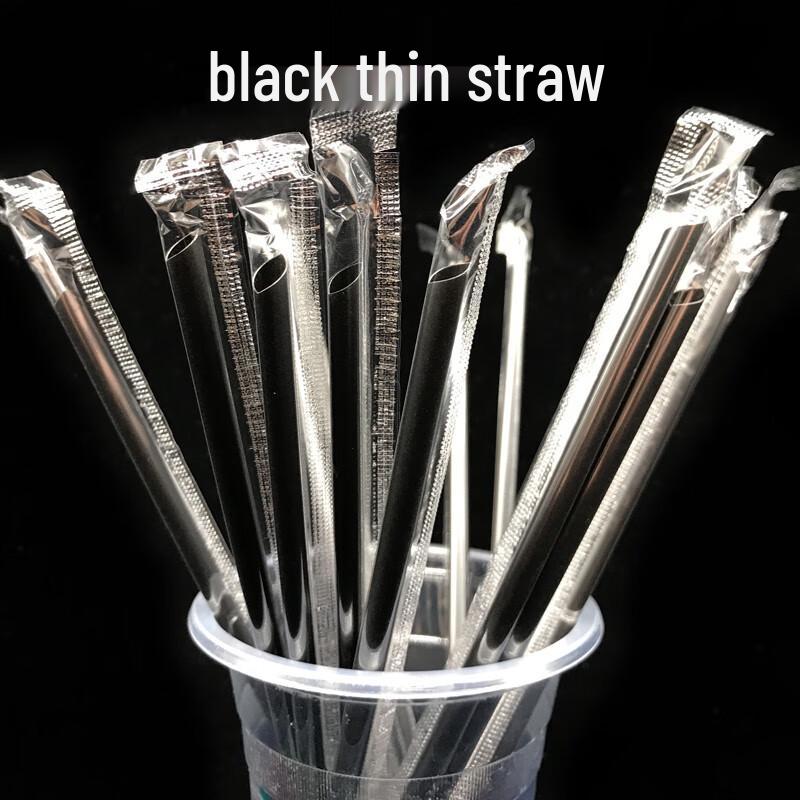 Shixun 19cm Black Thin Disposable Plastic Straws