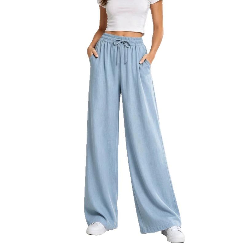 Women S Wide Leg Loose Casual Solid Straight Leg Pants