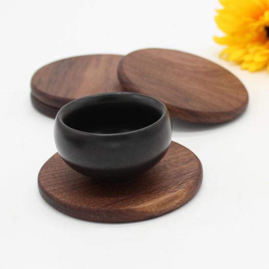 Sottobicchiere Quadrato Rotondo in Legno di Noce per Caffè Tè Teiera Tazza Tazza Ciotola Sottopiatto Tappetino