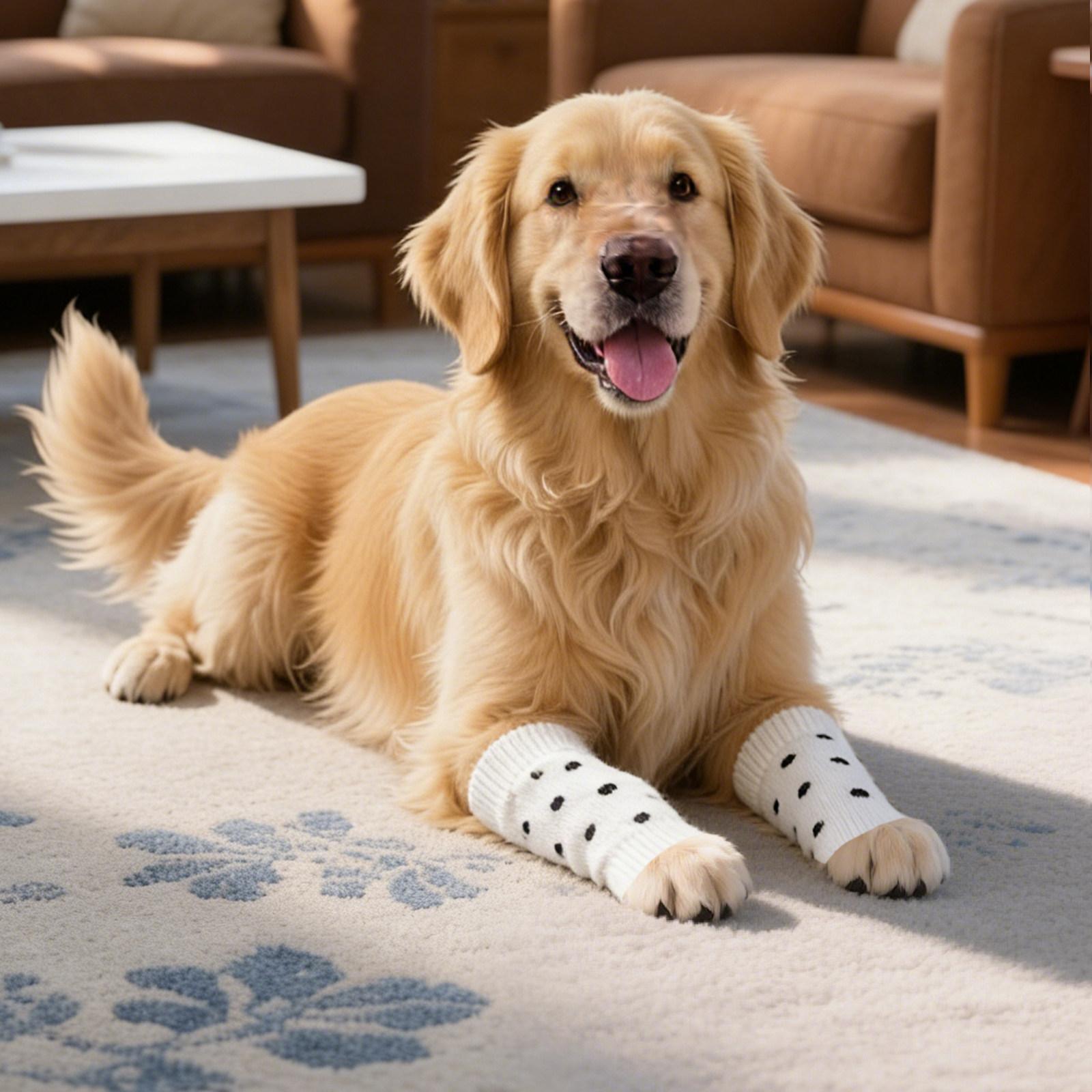 

4Pcs Pet Leg Sleeves for Dogs Warm Breathable Cotton Leg Warmers Cold Weather Protection Elastic Fit Dog Elbow Cover Stylish Pet 8X4X0.7CM