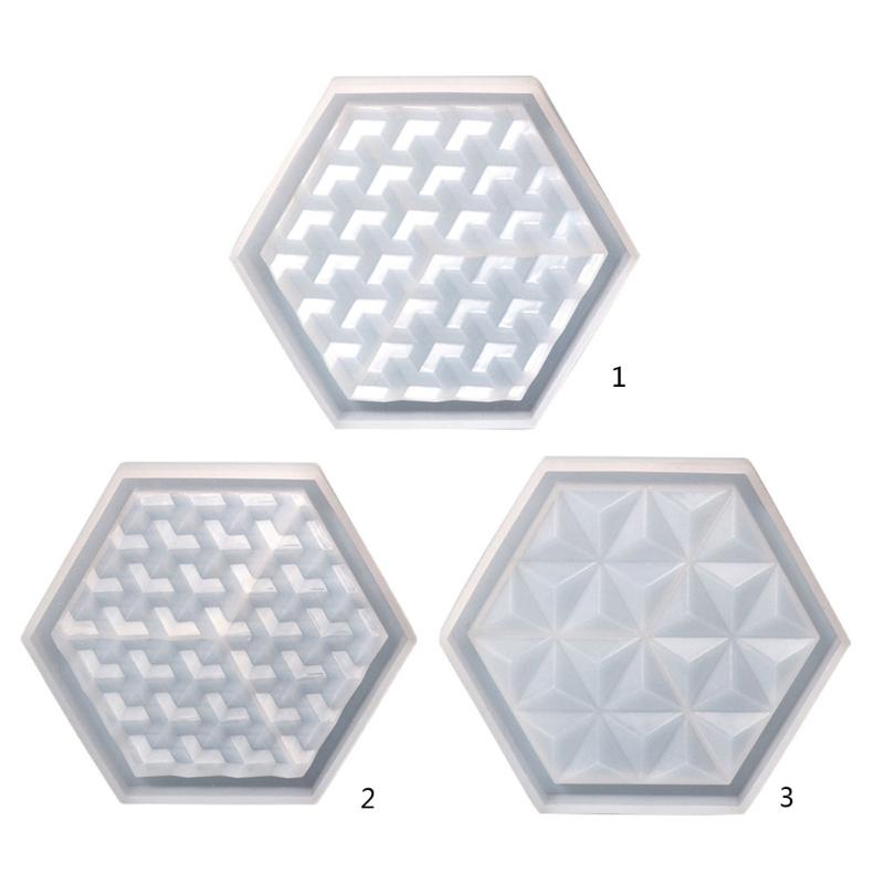 Gemeotric Hexagon Coaster Mold Resin Silicone Molds Diy Crystal Glues Storage Tray Mold for Making Fruit Storage Plate