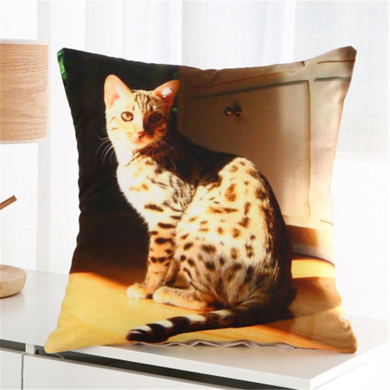 45x45cm Puppy Cat Dog Printed Cushion Cover Short Plush Living Room Sofa Christmas Home Decoration
