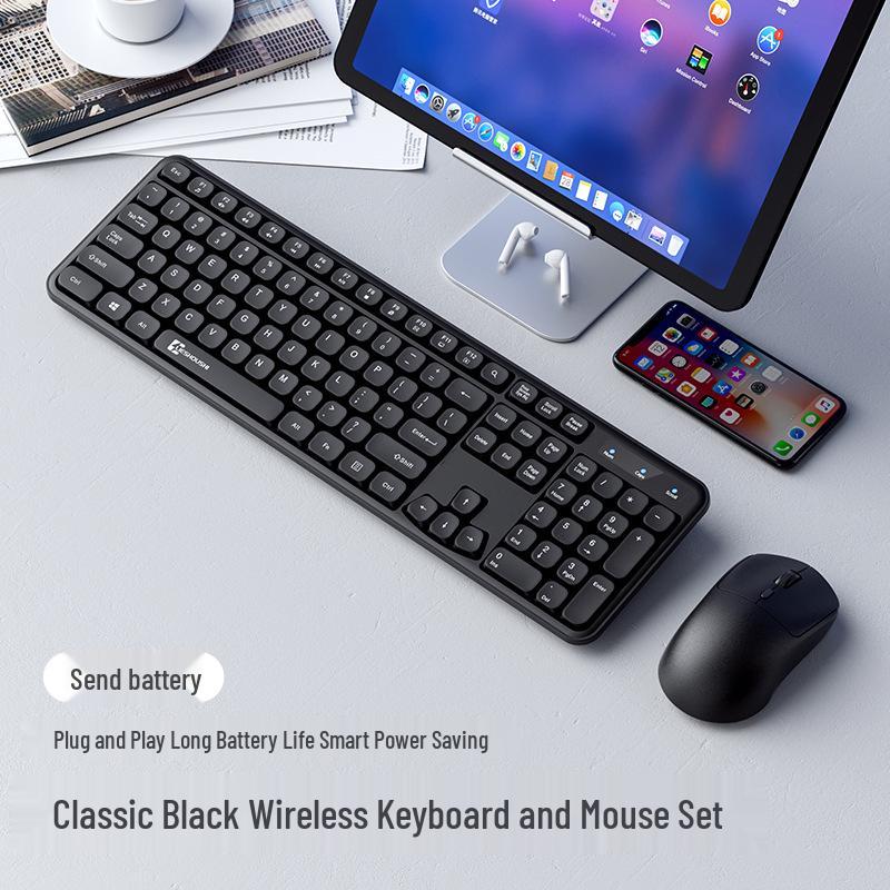 Silent Wireless Keyboard and Mouse Set for Office - White