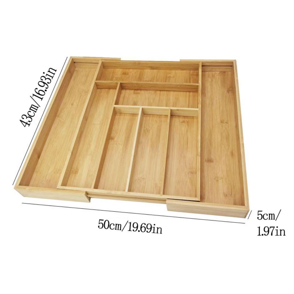 Bambusowy Organizer do Szuflady na Przybory Rozszerzalny Rowkowany Wkład na Sztućce Przegródki do Szuflad Szafek Sztućce
