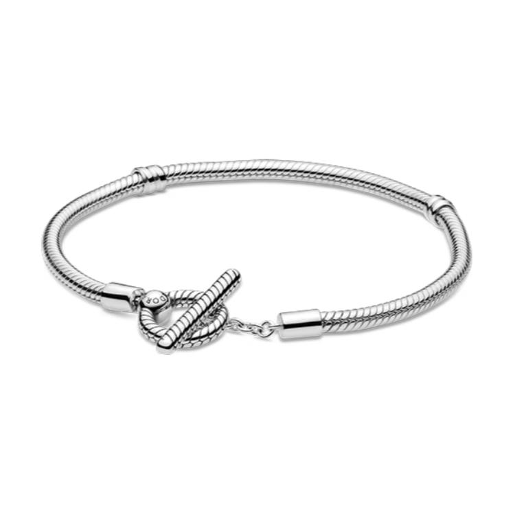 

Pandora Round Buckle Solid Color Design 925 Silver Bracelet Unisex Bracelet 599O82COO Box,16