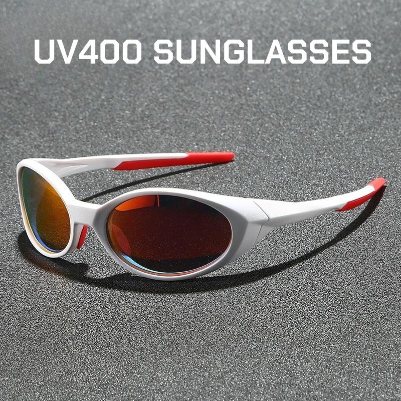 Outdoor Sports Polarized Sunglasses Women Men Unisex Oval Glasses Reflective Mirrored Lens Color Patchwork Shades