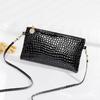 Crocodile Pattern Small Square Bag Women's Japanese and Korean Coin Bag Holding One shoulder Crossbody Bag Patent Leather Key Mobile Coin Wallet