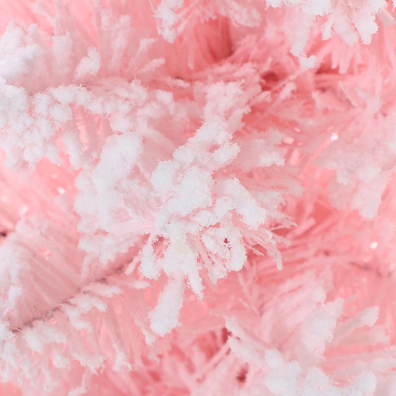 Pink Pointed Snow Spray Mini Christmas Tree 30cm Christmas Snowflake Desktop Ornament Window Decoration PVC Material