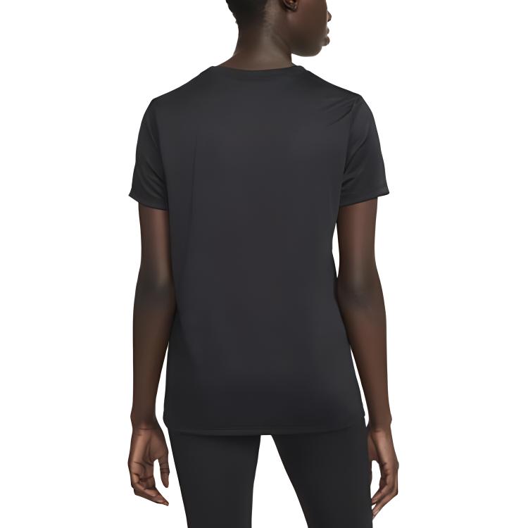 Nike Dri-Fit Solid Color Logo Crew Neck Loose Short Sleeve T-Shirt Women Tops Black DX0687-010