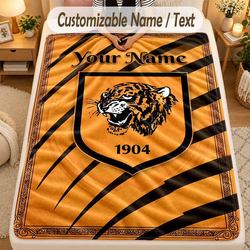Flannel BlanketHull FC Custom Name Text Personalized Soft Warm Throw Blanket Home Decor Gift