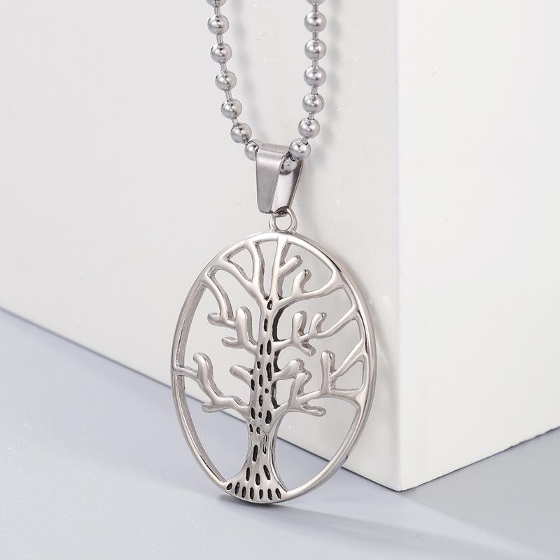 Nové dopaminové doplňky s přívěskem náhrdelník z nerezové oceli dutý náhrdelník ze stromu života Yiwu příslušenství